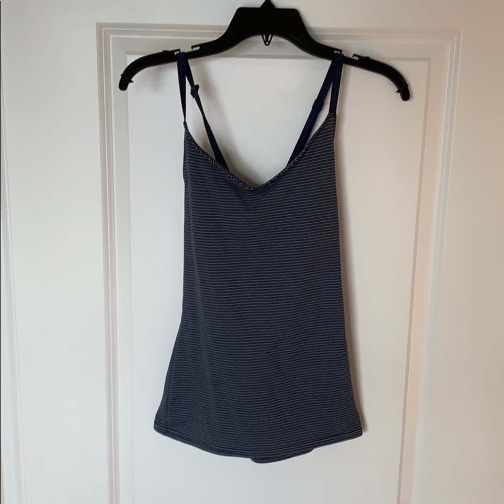 Outdoor Voices Navy Striped Workout Top